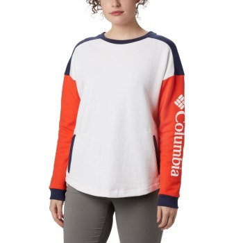 Columbia Lodge II Crew, Sudaderas Blancos Azul Marino Para Mujer | 215793-DHY